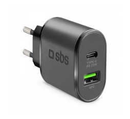 Slika izdelka: SBS ADAPTER ULTRA FAST USB-C 25W + USB-A 18W ČRN