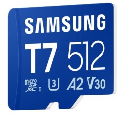 Slika izdelka: Spominska kartica Samsung T7, micro SDXC, 512GB, U3, V30, A2, UHS-I, 170 MB/s