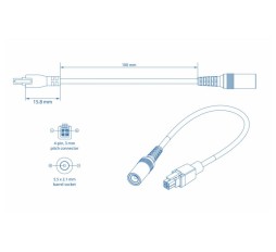 Slika izdelka: Teltonika 4-polni adapter na DC Ø5,5x2,1mm, 10cm PR2PD01B