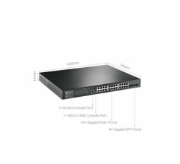 Slika izdelka: TP-LINK JetStream 28-Port Gigabit L2+ managed stikalo z 24-Port PoE+