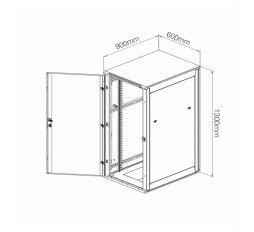 Slika izdelka: Triton kabinet 27U 1300 600x900 črn N8 sestavljen perforirana sp./zd. vrata