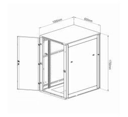 Slika izdelka: Triton kabinet 37U 1750 600x1000 siv sestavljen