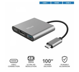 Slika izdelka: TRUST MULTIPORT DALYX 3/1 USB-C ADAPTER ALUMINIJ