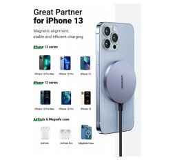 Slika izdelka: UGREEN magnetni brezžični polnilec za iPhone, AirPods 2/AirPods Pro