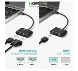 Slika izdelka: Ugreen USB-C na HDMI in VGA + PD adapter siv - box
