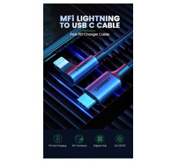 Slika izdelka: Ugreen MFI kotni kabel USB-C na Lightning 1,5m - box