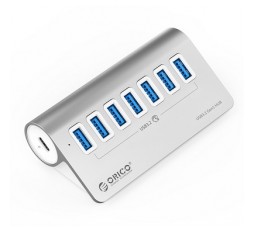Slika izdelka: USB-C hub s 7 vhodi, 7x USB-A 3.2 Gen2, 10Gbps, ALU, ORICO M3U7-G2