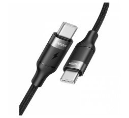 Slika izdelka: VEGER CC02 pleteni kabel USB-C na USB-C, 100W, 1,5m, črn