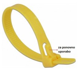 Slika izdelka: Delock vezice 150x7,5mm za večkratno uporabo rumene pak/100 18760