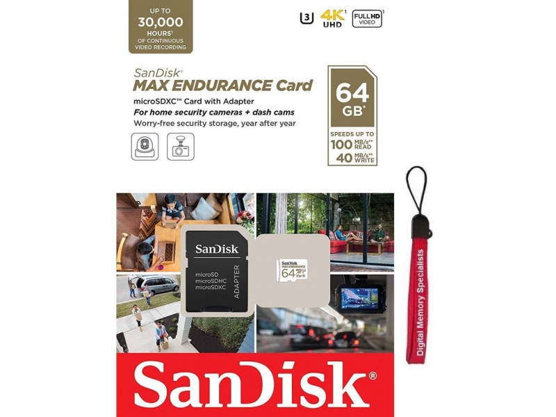 SanDisk MAX ENDURANCE microSDXC 64GB + SD Adapter - SDSQQVR-064G-GN6IA ...